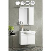 Lilyum 65 cm Beyaz MDF Pk-109 Balon Kapak Seramik Lavabolu Asma Banyo Dolabı Takımı