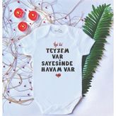 Limon 3 Yaş Beyaz Bebek Baskılı Teyze Pamuklu Çıtçıtlı Body Zıbın