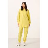 Limon O Yaka Basic Oversize Kadın Eşofman Tunik Takım - 95347