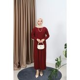 Lina Önü Parçalı Sandy Elbise - Bordo - 2