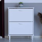 Lina Vella Home Arel Ayaklı Kapı Önü 72 x 90 x 26 Cm’ Lik 2 Düşer Kapak 4 Göz Bölmeli Ayakkabılık - Beyaz