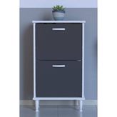 Lina Vella Home Luna Ayaklı Kapı Önü 52 x 90 x 26 Cm’ Lik 2 Düşer Kapak 4 Göz Bölmeli Ayakkabılık - Beyaz - Antrasit