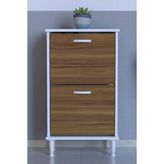 Lina Vella Home Luna Ayaklı Kapı Önü 52 x 90 x 26 Cm’ Lik 2 Düşer Kapak 4 Göz Bölmeli Ayakkabılık - Beyaz - Ceviz