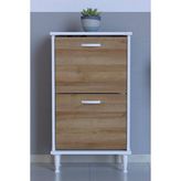 Lina Vella Home Luna Ayaklı Kapı Önü 52 x 90 x 26 Cm’ Lik 2 Düşer Kapak 4 Göz Bölmeli Ayakkabılık - Beyaz - Meşe