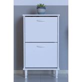 Lina Vella Home Luna Ayaklı Kapı Önü 52 x 90 x 26 Cm’ Lik 2 Düşer Kapak 4 Göz Bölmeli Ayakkabılık - Beyaz