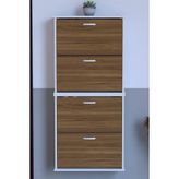 Lina Vella Home Pratik' 2 Li Asma Kapı Önü 72 x 156 x 25,5 Cm’ Lik 4 Düşer Kapak 8 Göz Bölmeli Ayakkabılık - Beyaz - Ceviz