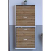 Lina Vella Home Pratik' 2 Li Asma Kapı Önü 72 x 156 x 25,5 Cm’ Lik 4 Düşer Kapak 8 Göz Bölmeli Ayakkabılık - Beyaz - Meşe