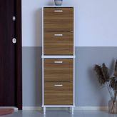 Lina Vella Home Pratik' 2 Li Kapı Önü 52 x 168 x 25,5 Cm’ Lik 4 Düşer Kapak 8 Göz Bölmeli Ayakkabılık - Beyaz - Ceviz