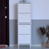 Lina Vella Home Pratik' 2 Li Kapı Önü 52 x 168 x 25,5 Cm’ Lik 4 Düşer Kapak 8 Göz Bölmeli Ayakkabılık - Beyaz