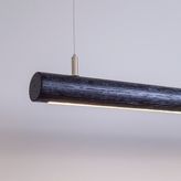 Line Minimal Silindir Modern Ahşap Aydınlatma - Minimal LED Sarkıt Avize - Siyah
