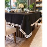 Linen Keten Masa Örtüsü Siyah - 160*220