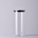 Linens Basic Cam Metal Kapak 10x10x22 cm Kavanoz
