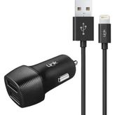 Linktech C492 2.4A 2x USB Araç Şarj Aleti ve Lightning USB Kablo Set
