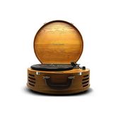 Lion Retro Çanta Tipi Yuvarlak Pikap – Dahili Hoparlörlü, Bluetooth Bağlantılı Taşınabilir Plak Çalar – Vintage Ahşap Gövde, 33/45 RPM, Deri Saplı Nostaljik Pikap