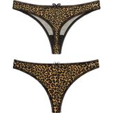 Liona Kadın Siyah Leopar Desenli G String Tanga 3'Lü