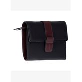 Liora ColorBand Deri Kadın Cüzdan – Siyah & Bordeaux