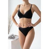 Lisinya Kadın Siyah Fitilli Dantelli Bralet Takımı