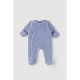 Little Gusto Kendinden Eldivenli Patikli Fitilli Kadife Bebek Tulumu Mavi