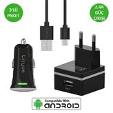 Lityus Şarj Paketi + Micro Usb Kablo (Siyah) - AKLTCS0201