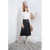 Livanomi Kemerli Siyah Pliseli Deri Etek - XL
