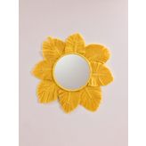 Livava Makrome İşlemeli Yaprak Desenli El Yapımı Ayna Sarı/Hardal