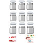 Lizya Baby Cam Kavanoz Paşabahçe Beyaz Kapak 210 cc 9 Adet Yoğurt Bebek Mama Ek Gıda Kavanozu 15 Adet Etiket Hediyeli - Beyaz / Şeffaf - 210 ml