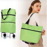 Loacandleco Katlanır Tekerlekli Alışveriş Çantası Büyük Boy Katlanabilir Pazar Market Seyahat Çantası - Mavi