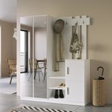 L'occi Concept Wood Aynalı Askılı Kapaklı Vestiyer Portmanto Ayakkabılık Beyaz