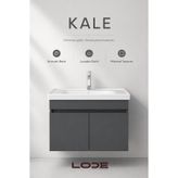 LODE Bath KALE 80Cm Antrasit Demonte Lavabolu Alt Banyo Dolabı, Seramik Lavabo Dahil