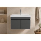 Lode Kale Antrasit 80 Cm Seramik Lavabolu Alt Banyo Dolabı