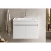 Lode Kale Beyaz 90 Cm Seramik Lavabolu Alt Banyo Dolabı