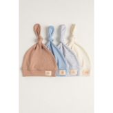 LOGO AKSESUAR 0-6 Ay Unisex Bebek Bal Kabağı Arma Detaylı %100 Pamuk İnterlok Düğümlü Bere 4'lü Set