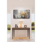Lona Sanat Modern Saksıda Gold Çiçek Sanatsal Kanvas Tablo, 70 x 100 cm, Çok Renkli