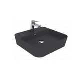 Loop Kare Masa Üstü Ince Çanak Lavabo 45 cm Extra Mat Antrasit