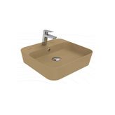 Loop Kare Masa Üstü İnce Çanak Lavabo 45 Cm Extra Mat Cappuccino