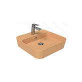 Loop Kare Masa Üstü İnce Çanak Lavabo 45 Cm Extra Şeftali Tüyü
