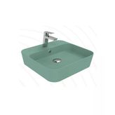 Loop Kare Masa Üstü Ince Çanak Lavabo 45 cm Nil Yeşili