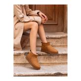 LORENN SHOES Mini Taba Süet İçi Kürklü Kalın Taban Kadın Bot