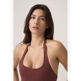 Los Ojos x Ece Bordo Halter Yaka Top Halter Tank