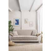 Loselya Açık Bej Püsküllü Bohem Koltuk Örtüsü - Şönil Dokulu Kaymaz Koltuk Şalı - Modern Chevron Desenli Örtü - 200 x 180 cm