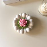 Lotus Çiçek Mum & Tabak Seti - 1 Adet