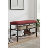 Lotus Metal Modern Ayakkabılık, Bank, Yatak Ucu, Organizer, Oturak,puf 3 Katlı 30X70 Keten Kumaş - Bordo