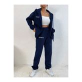 LOUİSA Kadın Kapşonlu Fermuarlı Lacivert Sierra Neveda Baskılı Sweatshirt-Eşofman Takım