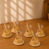 Lovesta Home 18 Parça Bambu Çay Seti - 6 Çay Bardağı - Borosilikat Cam
