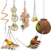 lovyoCoCo Kuş Muhabbet Kuşu Oyuncak Kuş Kafesi Hamak Kuş Levreği Doğal Hindistan Cevizi Hideaway Merdivenli Salıncak Çiğneme Asılı Çan Oyuncağı, Parakeet, Conure, Cockatiel, Muhabbet Kuşları, Aşk Kuşları,