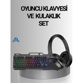 Ls Işıklı Oyuncu Klavye Mouse ve Bluetooth Kulaklık Seti Türkçe Q USB