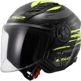 Ls2 Aırflow 2 Brush Siyah-Neon Sarı Yarım Kask Polikarbon Dış Kabuk ile Konforlu Kullanım - Neon-Sarı
