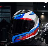 Ls2 Rapıd 2 Race Hyper Beyaz Mavi Kırmızı Kapalı Motosiklet Kaskı Siyah Camlı +Şefaf Cam - 3XL