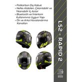 Ls2 Rapid 2 Raven Mat Siyah-Gri-Neon Sarı Motosiklet Kaskı – Full Face, Güvenli & Konforlu Tasarım - Mat Siyah - Gri - Neon Sarı