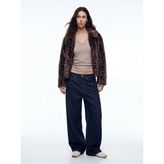 LTB Regular Fit Leopar Desenli Kürk Siyah Ceket